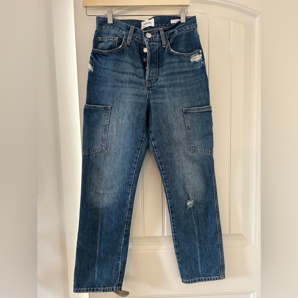 Frame Denim Mid Rise Cargo Jean Le Original Size 25 excellent condition